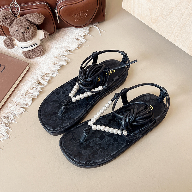 Sieviešu vasaras sandales ar krusteniskām siksnām, plakanas fejas ar svārkiem, 2025. gada jauns stils, Taizemes pludmales romiešu apavi ar auklām sievietēm