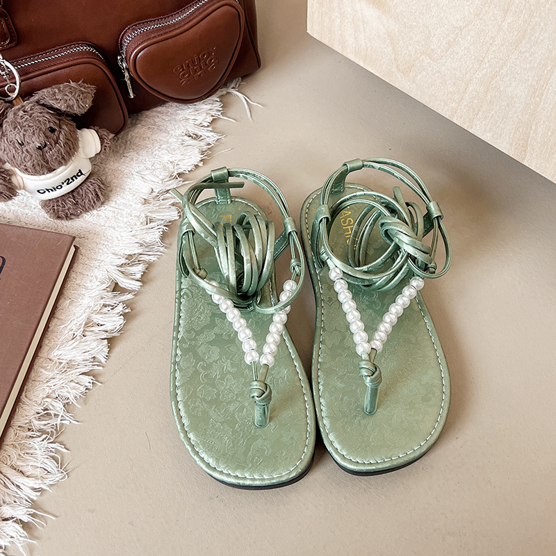 Sieviešu vasaras sandales ar krusteniskām siksnām, plakanas fejas ar svārkiem, 2025. gada jauns stils, Taizemes pludmales romiešu apavi ar auklām sievietēm