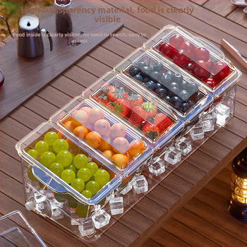 Διασυνοριακό κουτί φρουτοσαλάτας με πιρούνι, φορητό κουτί διατήρησης φρεσκάδας, κουτί κατάψυξης για πικνίκ, κουτί αποθήκευσης ψυγείου για οικιακή χρήση