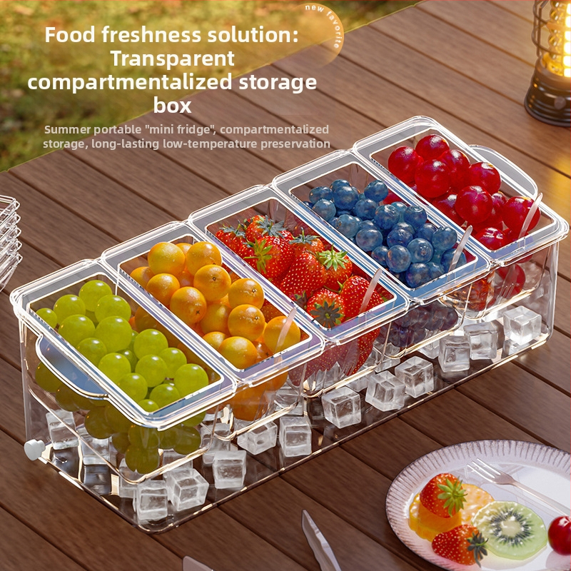 Кутия за плодова салата с вилица, преносима кутия за свежест, отделение за пикник, фризерна кутия, кутия за съхранение в домакински хладилник