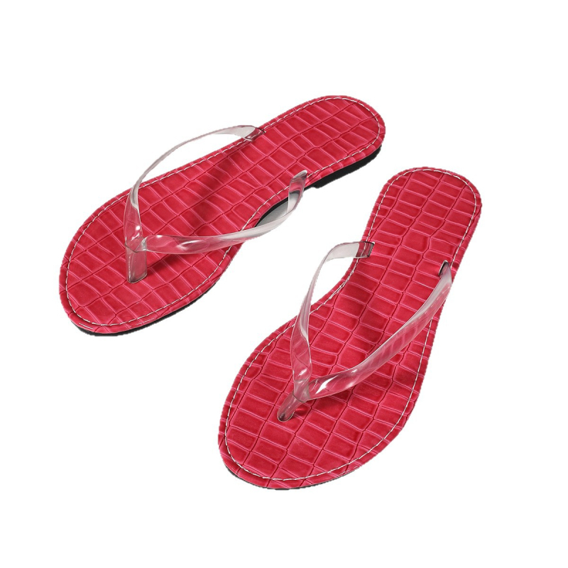 2025 m. nauji vasaros viršutiniai drabužiai, paprasti permatomi moteriški šlepetės, didelio dydžio plokščiapadžiai paplūdimio bateliai.