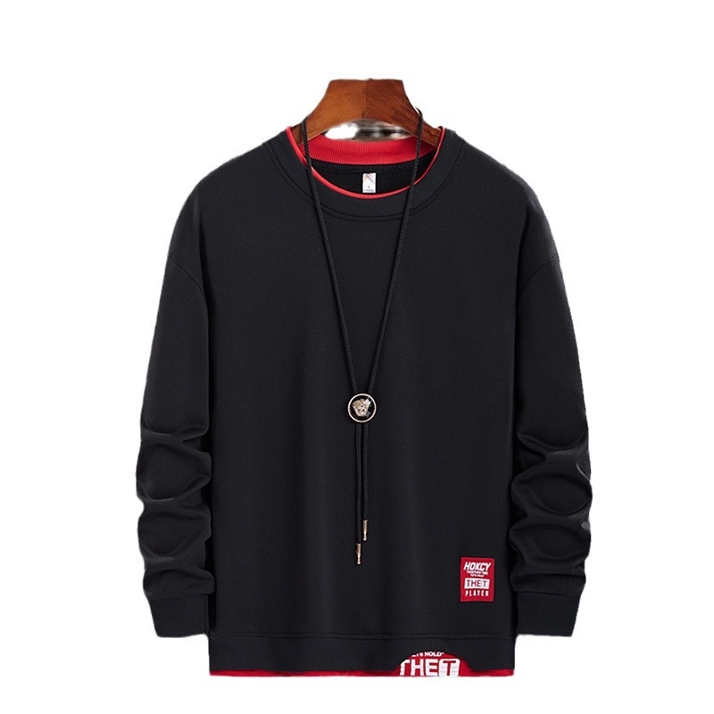 Határokon átnyúló külkereskedelmi élő közvetítés Népszerű tavaszi és őszi vakációs kétrészes pulóver fiatal férfiaknak koreai stílusú sportfelső és alsó ing