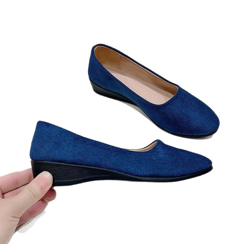 Tavaszi és őszi koreai stílusú hegyes orrú, divatos, sekély szájú, lapos sarkú női cipők, lapos sarkú, kismamacipők, női egyrészes cipők, munkacipők, nagy méretű női cipők