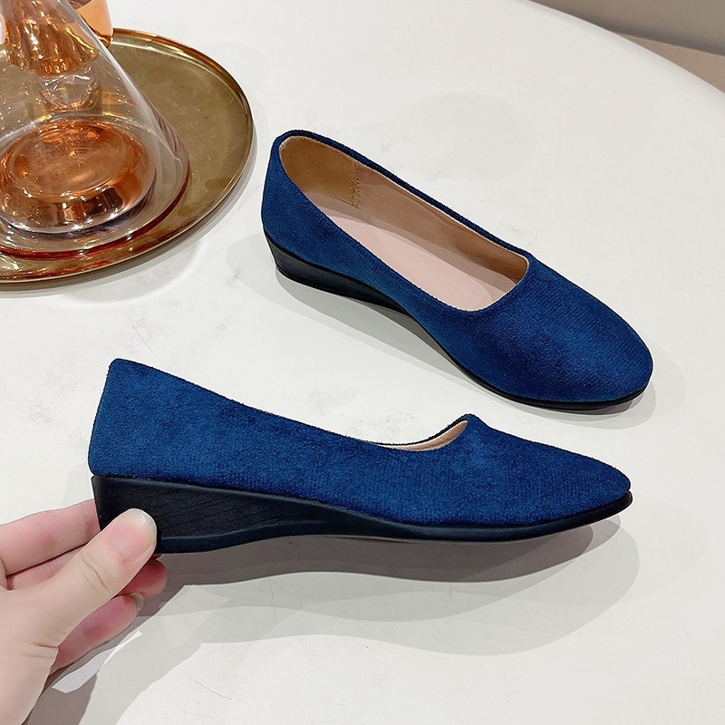 Tavaszi és őszi koreai stílusú hegyes orrú, divatos, sekély szájú, lapos sarkú női cipők, lapos sarkú, kismamacipők, női egyrészes cipők, munkacipők, nagy méretű női cipők