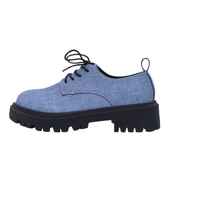 Határokon átnyúló, plus size, vastag talpú, női mokaszinok, tavaszi és őszi, új, vastag sarokkal, fűzős, divatos, mindenhez illő, kényelmes, brit stílusú, kis bőrcipők