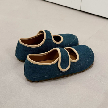 Γυναικεία παπούτσια Mary Jane με φλοράλ βέλκρο σε στυλ τουίντ, 2025, νέα ρετρό, casual, φλατ παπούτσια με ρηχό στόμα.