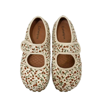 Γυναικεία παπούτσια Mary Jane με φλοράλ βέλκρο σε στυλ τουίντ, 2025, νέα ρετρό, casual, φλατ παπούτσια με ρηχό στόμα.