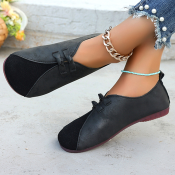 Εξωτερικό εμπόριο ρετρό ραφή επίπεδη casual παπούτσια 2024 νέα γυναικεία παπούτσια ενός ποδιού διασυνοριακά παπούτσια plus size