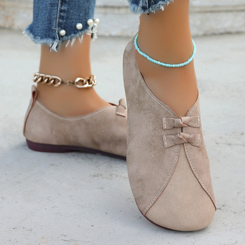 Εξωτερικό εμπόριο ρετρό ραφή επίπεδη casual παπούτσια 2024 νέα γυναικεία παπούτσια ενός ποδιού διασυνοριακά παπούτσια plus size