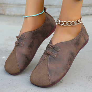 Εξωτερικό εμπόριο ρετρό ραφή επίπεδη casual παπούτσια 2024 νέα γυναικεία παπούτσια ενός ποδιού διασυνοριακά παπούτσια plus size