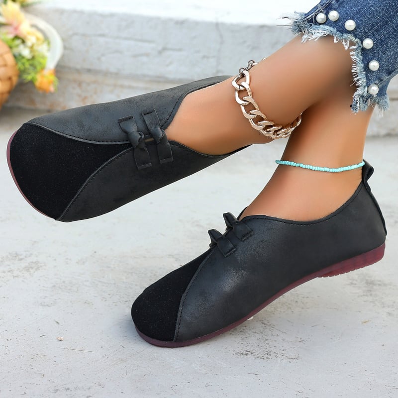 Pantofi casual plați cu cusături retro pentru comerț exterior 2024 pantofi noi pentru femei cu un picior, pantofi transfrontalieri plus size