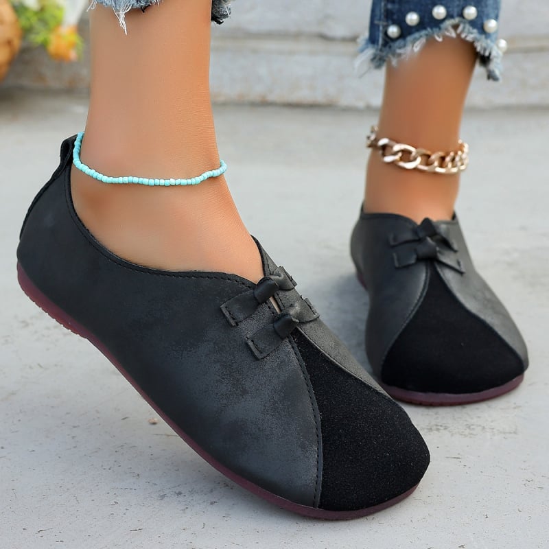 Pantofi casual plați cu cusături retro pentru comerț exterior 2024 pantofi noi pentru femei cu un picior, pantofi transfrontalieri plus size
