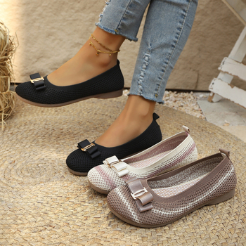 Új női cipők masnival, puha talppal, lapos talpú cipők, kényelmes hétköznapi cipők, sokoldalú, lélegző, csúszásmentes tavaszi szövetcipők
