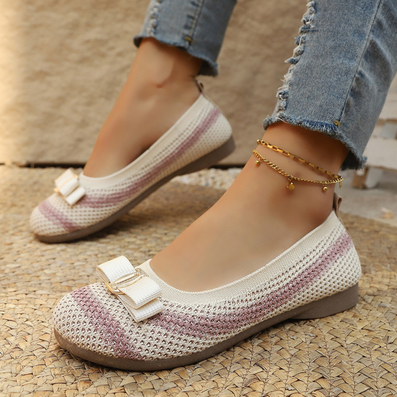 Új női cipők masnival, puha talppal, lapos talpú cipők, kényelmes hétköznapi cipők, sokoldalú, lélegző, csúszásmentes tavaszi szövetcipők