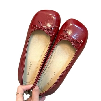 Γαλλικά ευέλικτα ρηχά στόμια, επίπεδα μονόστρωτα παπούτσια, γυναικεία ρούχα, άνοιξη 2025, νέα άφιξη, φούστα με φιόγκο και μαλακό κάτω μέρος, παπούτσια με φασόλια