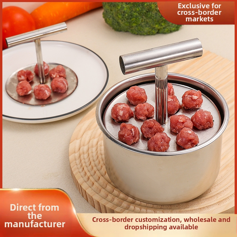 Нова домакинска преса за кюфтета от неръждаема стомана, кухненска ръчно пресована многофункционална форма за скариди, плъзгаща се форма