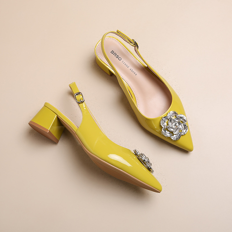 Prantsuse kividega varvastega sandaalid naistele 2025. aasta suvised libistatavad terava ninaga moodsed kingad lillelised elegantsed kontsad Ol naiste kingad trendikad