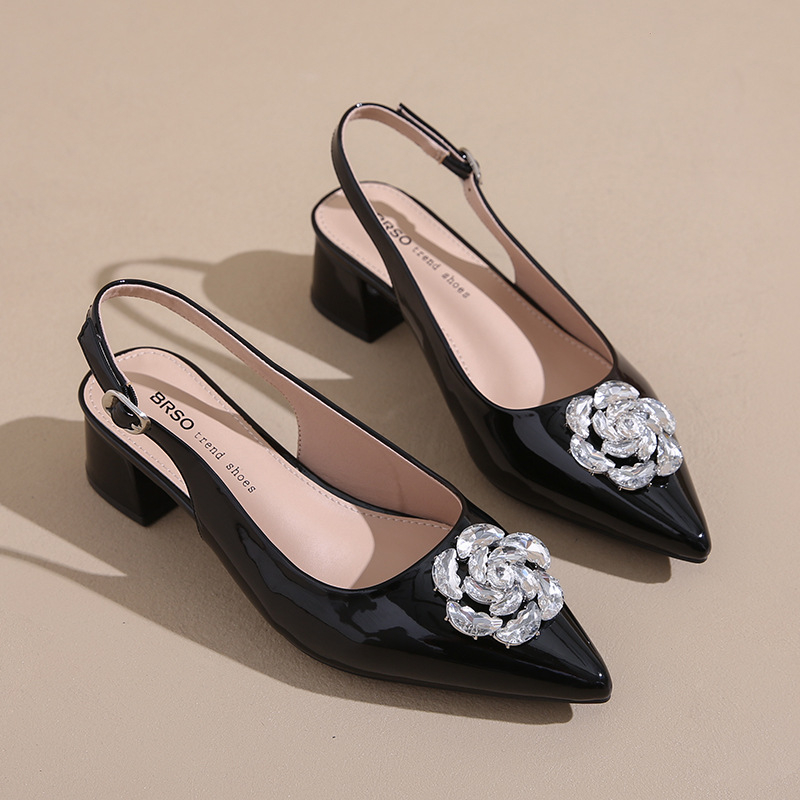 Prantsuse kividega varvastega sandaalid naistele 2025. aasta suvised libistatavad terava ninaga moodsed kingad lillelised elegantsed kontsad Ol naiste kingad trendikad