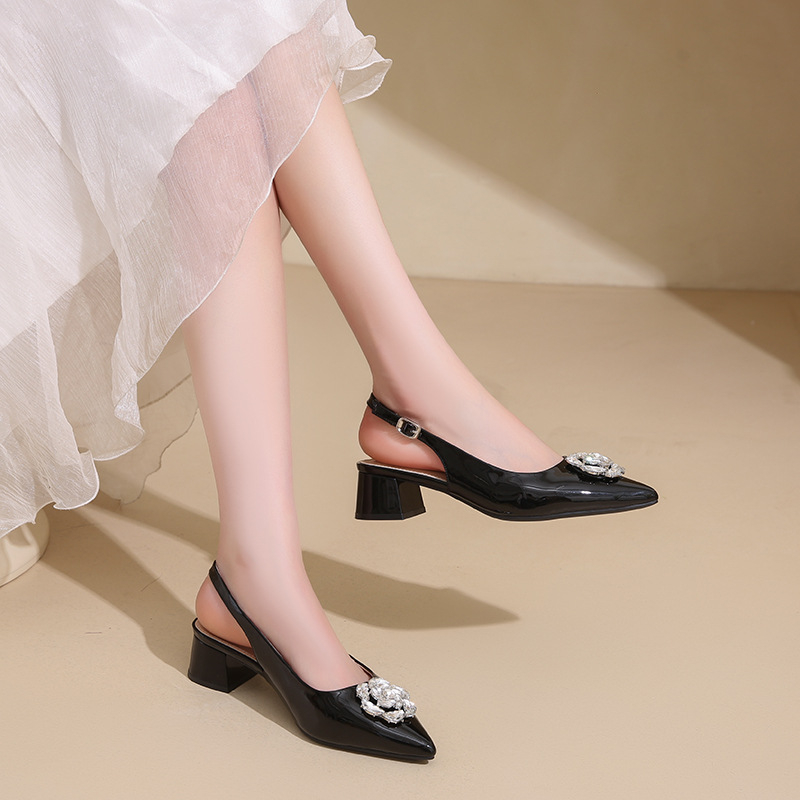 Prantsuse kividega varvastega sandaalid naistele 2025. aasta suvised libistatavad terava ninaga moodsed kingad lillelised elegantsed kontsad Ol naiste kingad trendikad