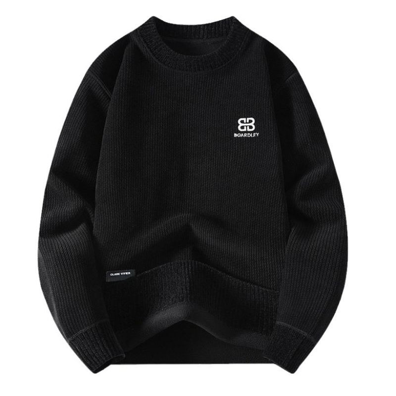 Egyszínű, kerek nyakú, polár bélésű férfi pulóver őszi és téli új, egyszerű alaping, divatos, csinos, meleg pulóver