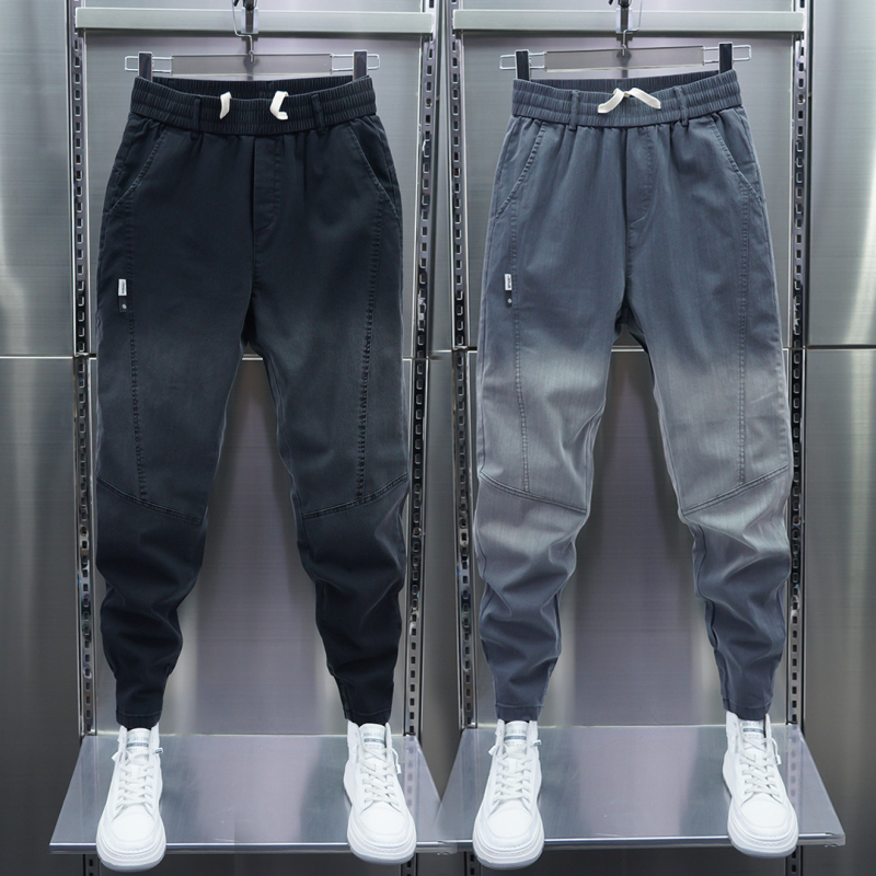 Férfi 2025-ös új nyári farmernadrág, divatos, színátmenetes színű, karcsúsított, szabadidőnadrág, karcsúsító, lezser nadrág