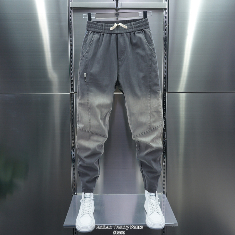 Férfi 2025-ös új nyári farmernadrág, divatos, színátmenetes színű, karcsúsított, szabadidőnadrág, karcsúsító, lezser nadrág