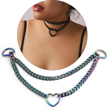 Налично цветно секси колие във формата на сърце в стил „чисто желание“ за жени, винтидж мода, висок клас, нишов модерен аксесоар