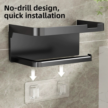 Επιτοίχιο κουτί χαρτομάντιλων, τουαλέτα, μπάνιο, κουτί αποθήκευσης κουζίνας, ράφι αποθήκευσης ρολού διπλής στρώσης για ξενοδοχείο, χωρίς τρυπήματα