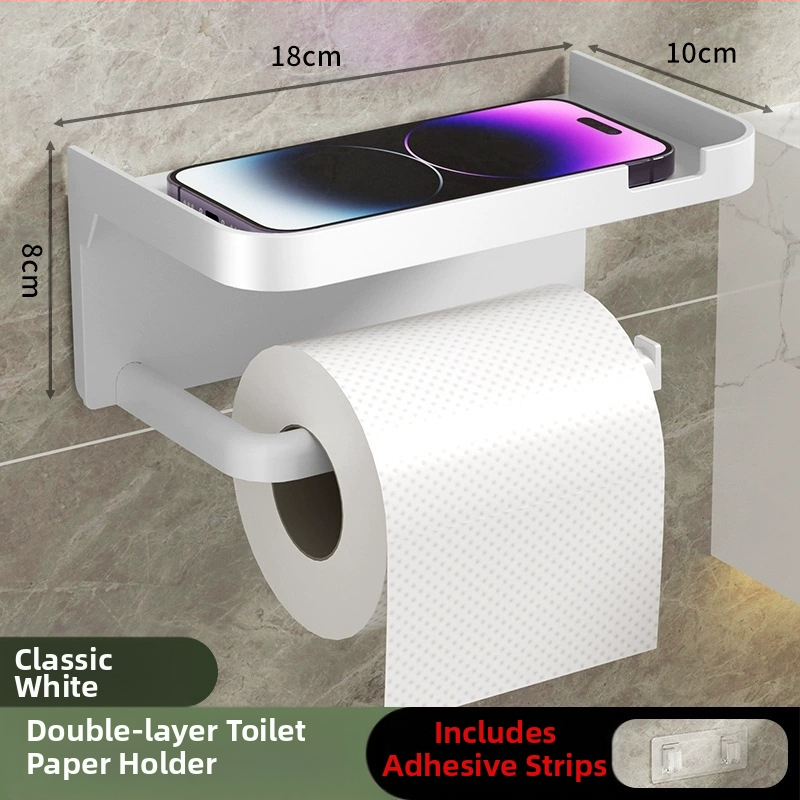 Zsebkendőtartó, falra szerelhető, WC, fürdőszoba, konyhai tárolódoboz, lyukasztásmentes, kétrétegű, hotelszobai papírtekercs-tároló állvány