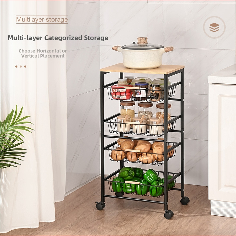 Keskeny résű, padlón álló, többrétegű, fiókos konyhai tárolóállvány, kocsi, húzható-toló zöldségtároló, gyümölcs- és zöldségállvány, nagykereskedelem