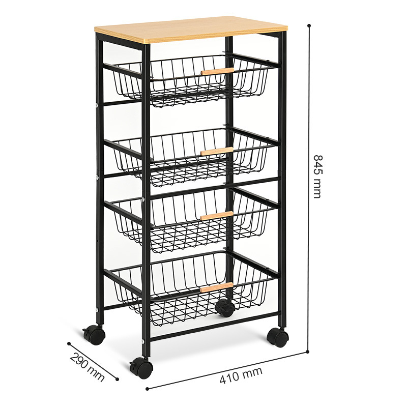 Keskeny résű, padlón álló, többrétegű, fiókos konyhai tárolóállvány, kocsi, húzható-toló zöldségtároló, gyümölcs- és zöldségállvány, nagykereskedelem
