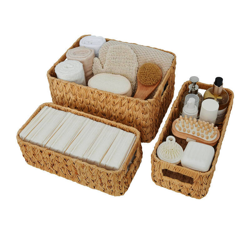 Kézzel szőtt uzsonnás játékok és egyéb apróságok tárolókosár rattan utánzat hordozható tárolókosár tárolókosár asztali tárolókosár