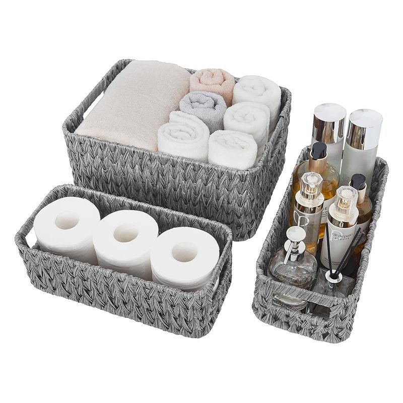Kézzel szőtt uzsonnás játékok és egyéb apróságok tárolókosár rattan utánzat hordozható tárolókosár tárolókosár asztali tárolókosár