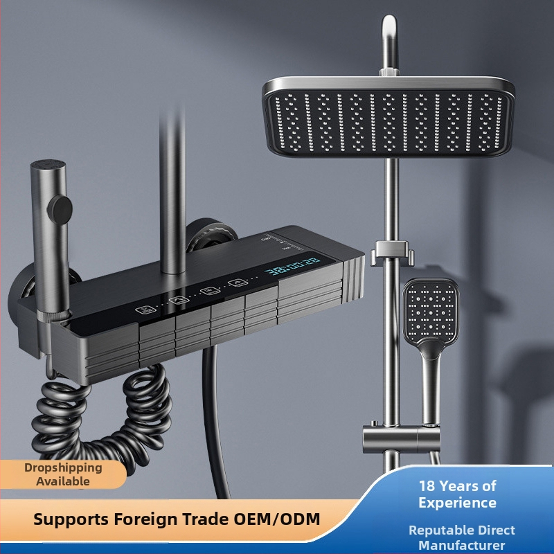 Uus dušipea vannitoa vihmadušikomplekt multifunktsionaalne pihusti nupuga lüliti meeleoluvalgustusega täiskomplekt digitaalse ekraaniga dušipea