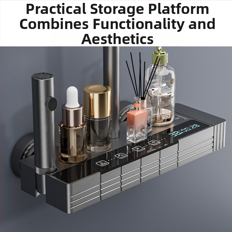 Нов комплект душ за баня с душ тип „тропически дъжд“ с многофункционален бутон за пръскане, превключвател и околна светлина, пълен комплект с цифров дисплей за душ