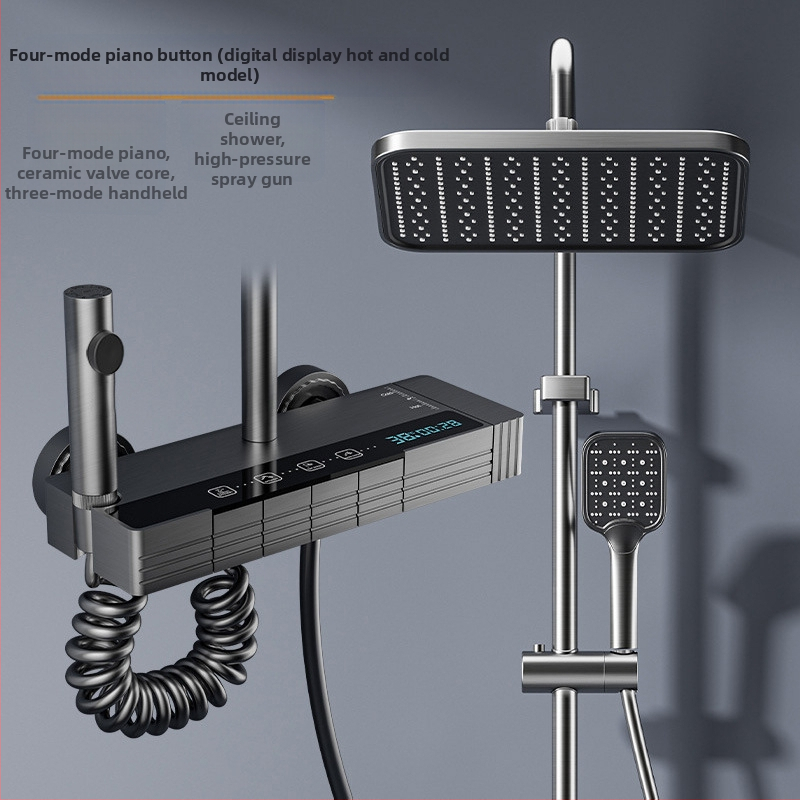 Uus dušipea vannitoa vihmadušikomplekt multifunktsionaalne pihusti nupuga lüliti meeleoluvalgustusega täiskomplekt digitaalse ekraaniga dušipea
