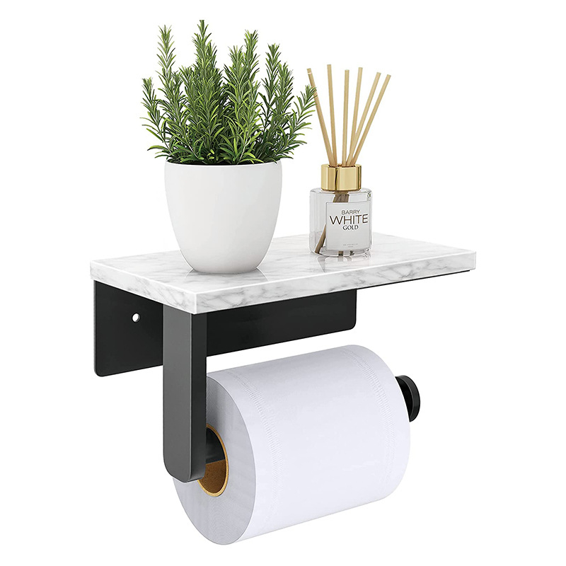 Marmurinis nerūdijančio plieno servetėlių laikiklis, tualetinio popieriaus volelio laikiklis, tualetinis šviestuvas, prabangus prie sienos tvirtinamas daiktadėžė su mobiliojo telefono lentyna