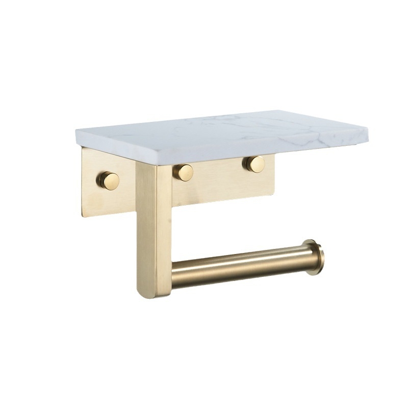 Marmurinis nerūdijančio plieno servetėlių laikiklis, tualetinio popieriaus volelio laikiklis, tualetinis šviestuvas, prabangus prie sienos tvirtinamas daiktadėžė su mobiliojo telefono lentyna