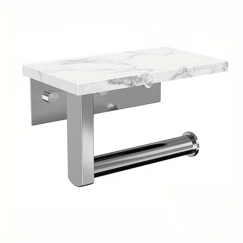 Marmurinis nerūdijančio plieno servetėlių laikiklis, tualetinio popieriaus volelio laikiklis, tualetinis šviestuvas, prabangus prie sienos tvirtinamas daiktadėžė su mobiliojo telefono lentyna