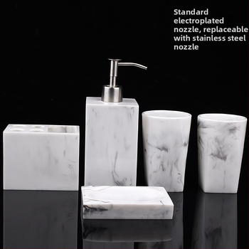 Nordic Hotel Дезинфектант за ръце Бутилка Мраморен Модел Комплект за баня от пет части Комплект за тоалетна чиния Орнаменти от смола