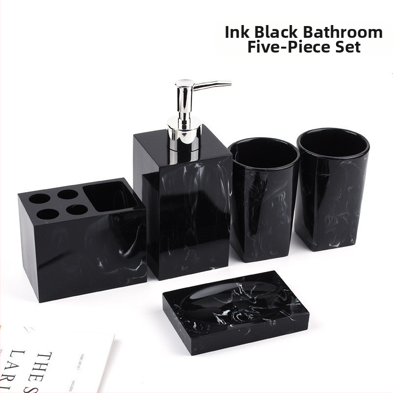 Nordic Hotel Дезинфектант за ръце Бутилка Мраморен Модел Комплект за баня от пет части Комплект за тоалетна чиния Орнаменти от смола