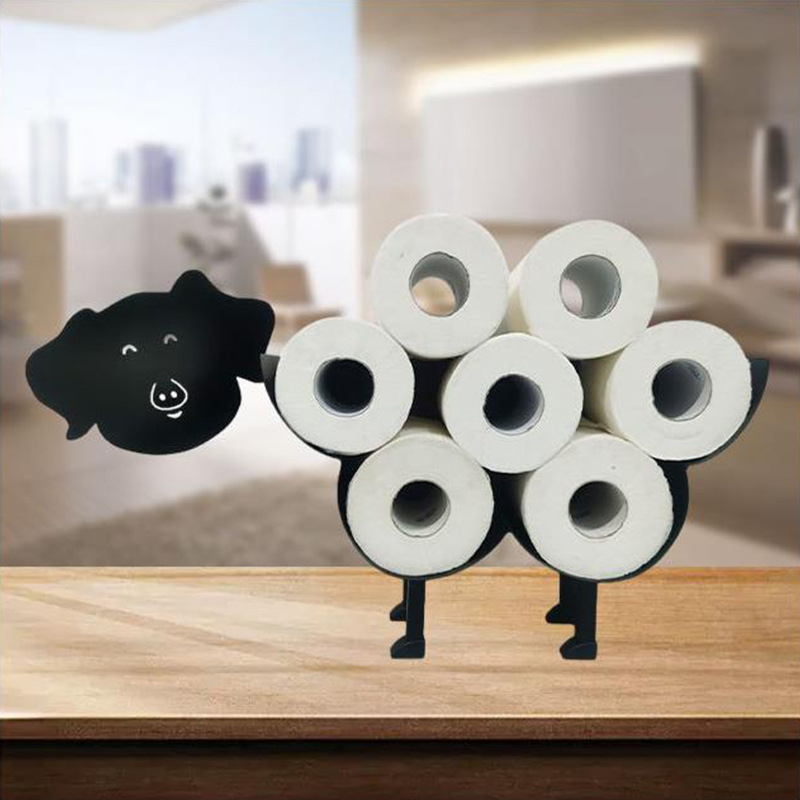 Tualetinio popieriaus laikiklis „Crossborder“, prie sienos tvirtinamas avių formos tualetinio popieriaus laikiklis, neperforuotas daugiafunkcis priedas