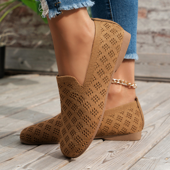 Εξωτερικό εμπόριο μεγάλων μεγεθών διασυνοριακά νέα μόδα casual mesh fly woven hollow ρηχό στόμα flat παπούτσια γυναικεία σε απόθεμα χονδρικής