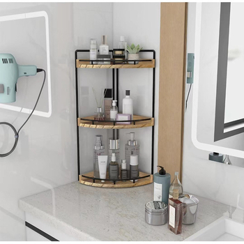 Ξύλινη γωνιακή θήκη αποθήκευσης μπάνιου, θήκη διαλογής καλλυντικών, θήκη αποθήκευσης καρυκευμάτων κουζίνας, πολυστρωματική θήκη αποθήκευσης