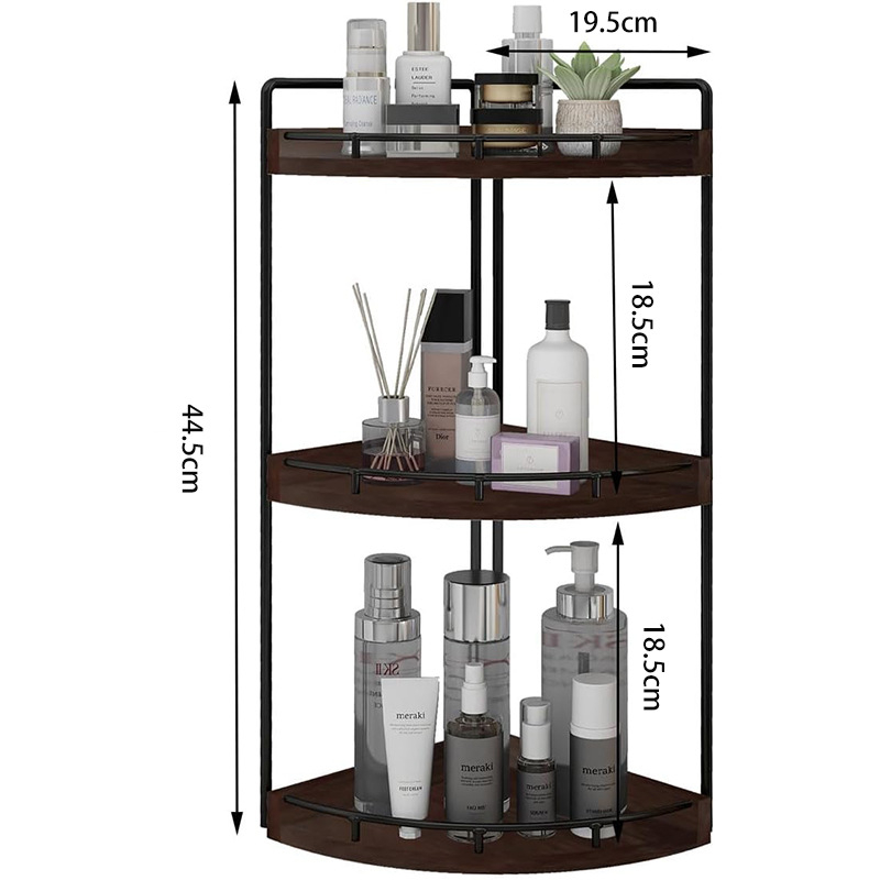 Fa sarok fürdőszobai tárolóállvány kozmetikumokhoz, piperecikkekhez, válogatóállvány konyhai fűszerekhez, többrétegű tárolóállvány