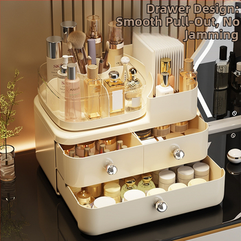 Kosmeetikatoodete hoiukarp Sahtlitüüpi lauaarvuti Suure mahutavusega tolmukindel korraldaja Tualettlaud Nahahooldus Huulepulga hoiuriiul