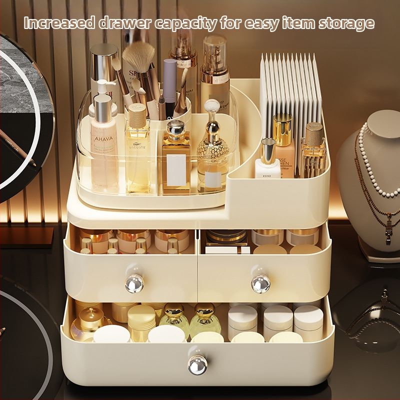Kosmetikos laikymo dėžutė, stalčiaus tipo, darbalaukio, didelės talpos, dulkėms atsparus organizatorius, tualetinis staliukas, odos priežiūros lūpų dažų laikymo lentynėlė