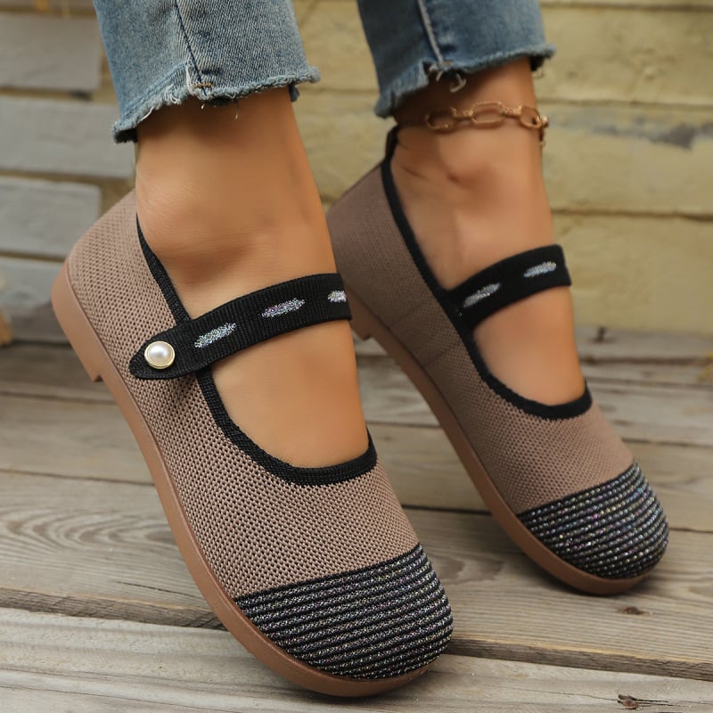 Nyári új, repülő, szőtt, japán stílusú, egyszavas csatos övvel, Mary Jane női cipő, szövet, kis négyzet alakú fejjel, lapos aljú, egyszínű