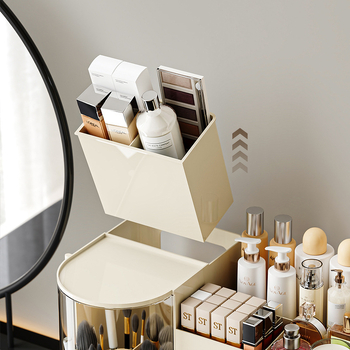 Kosmeetikatoodete hoiukarp, töölaua sahtlitüüpi, kõrgekvaliteediline tolmukindel suure mahutavusega tualettlaud, nahahooldustoodete maskide hoiuriiul