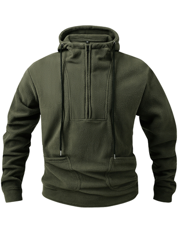 Мъжки есенно-зимен пуловер с дълъг ръкав и цип, изработен от американска полярна поларена материя, свободен, с яка и качулка, през границата с Amazon, американска